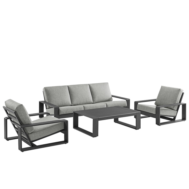 Lirienne 4-Piece Outdoor Patio Aluminum Furniture Set - Light Gray