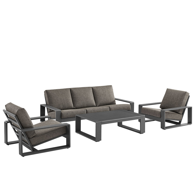 Lirienne 4-Piece Outdoor Patio Aluminum Furniture Set - Smoke