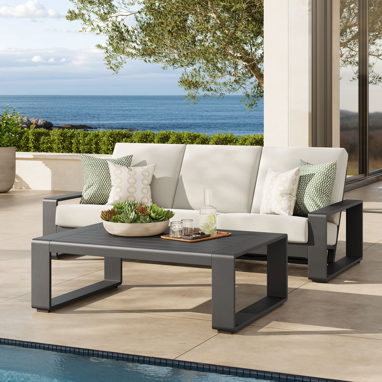 Lirienne 2-Piece Outdoor Patio Aluminum Furniture Set - Cream Gray