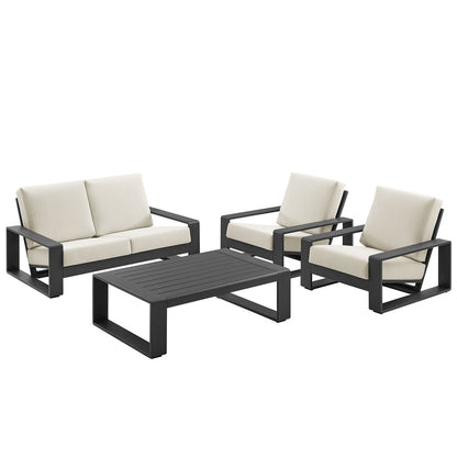Lirienne 4-Piece Outdoor Patio Aluminum Furniture Set - Cream Gray