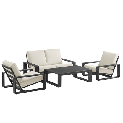 Lirienne 4-Piece Outdoor Patio Aluminum Furniture Set - Cream Gray