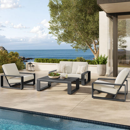 Lirienne 4-Piece Outdoor Patio Aluminum Furniture Set - Cream Gray