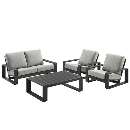 Lirienne 4-Piece Outdoor Patio Aluminum Furniture Set - Light Gray