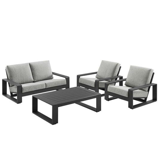 Lirienne 4-Piece Outdoor Patio Aluminum Furniture Set - Light Gray
