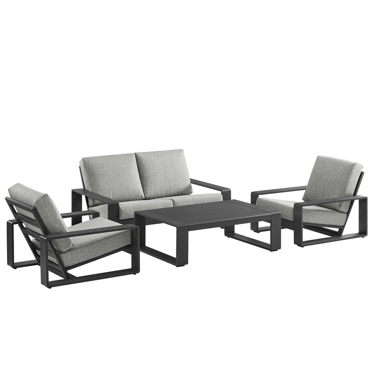 Lirienne 4-Piece Outdoor Patio Aluminum Furniture Set - Light Gray