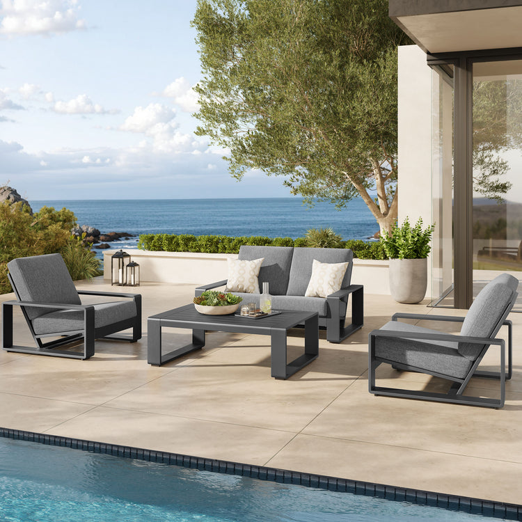 Lirienne 4-Piece Outdoor Patio Aluminum Furniture Set - Light Gray