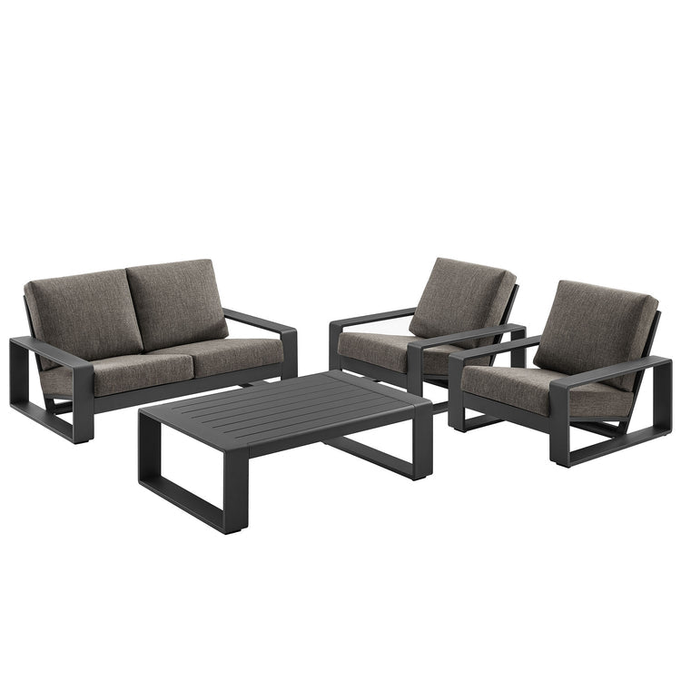 Lirienne 4-Piece Outdoor Patio Aluminum Furniture Set - Smoke