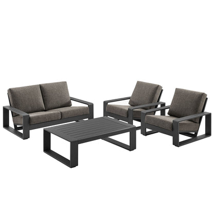 Lirienne 4-Piece Outdoor Patio Aluminum Furniture Set - Smoke