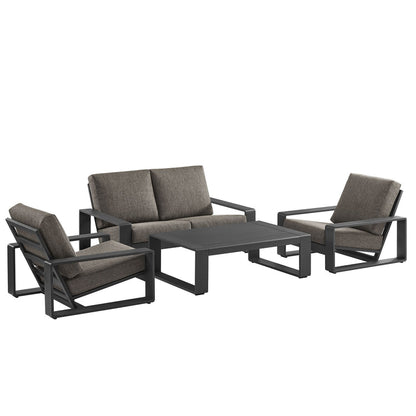 Lirienne 4-Piece Outdoor Patio Aluminum Furniture Set - Smoke