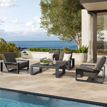 Lirienne 4-Piece Outdoor Patio Aluminum Furniture Set - Smoke