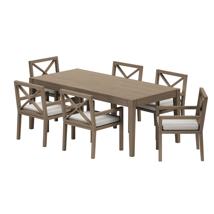 Northlake 7-Piece Outdoor Teak Wood Dining Set - Pebble