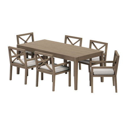 Northlake 7-Piece Outdoor Teak Wood Dining Set - Pebble