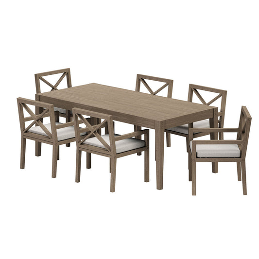 Northlake 7-Piece Outdoor Teak Wood Dining Set - Pebble