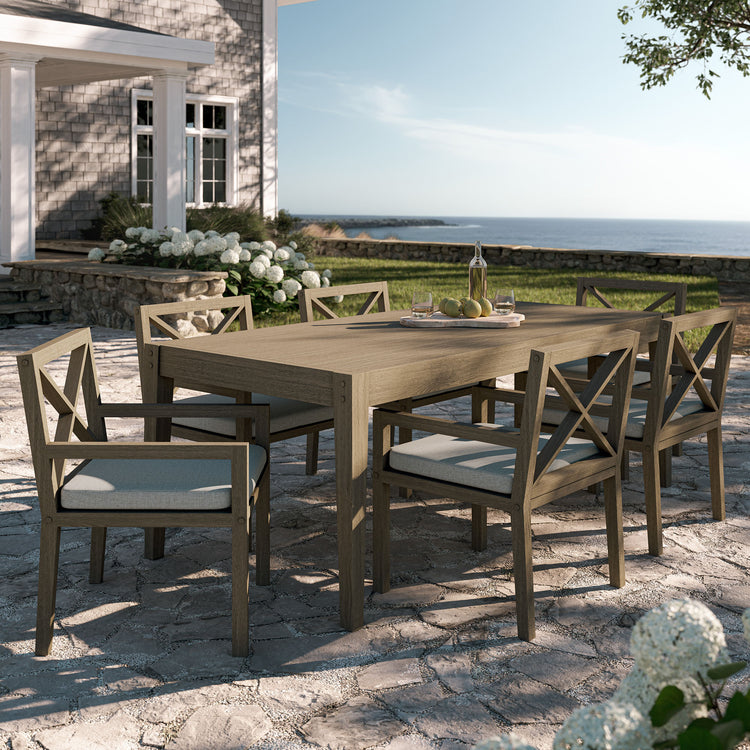 Northlake 7-Piece Outdoor Teak Wood Dining Set - Pebble