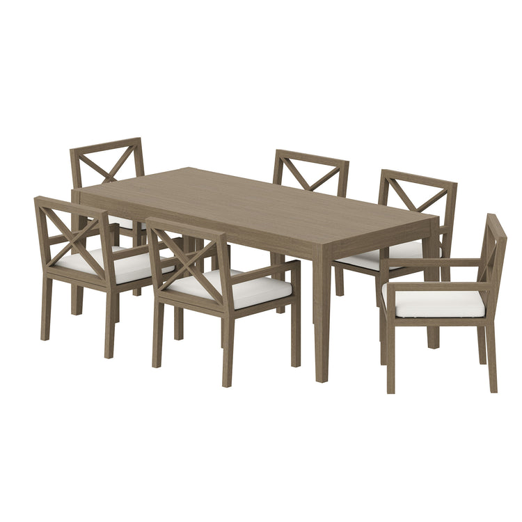 Northlake 7-Piece Outdoor Teak Wood Dining Set - Weathered Gray