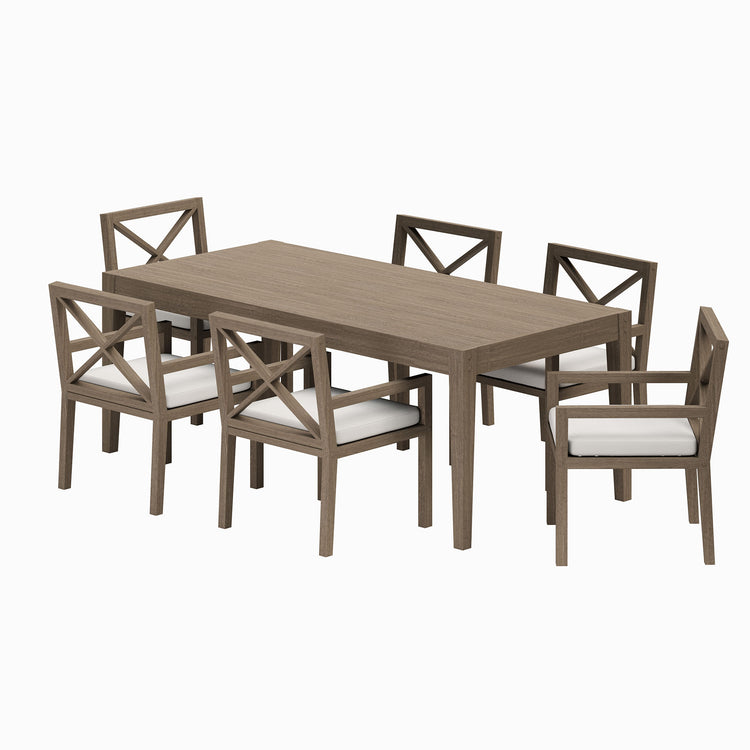 Northlake 7-Piece Outdoor Teak Wood Dining Set - Weathered Gray