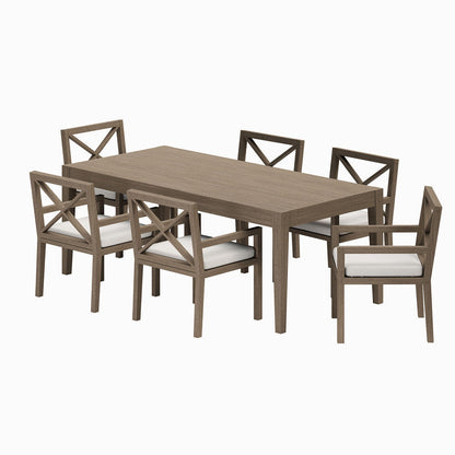 Northlake 7-Piece Outdoor Teak Wood Dining Set - Weathered Gray