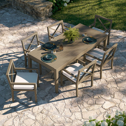 Northlake 7-Piece Outdoor Teak Wood Dining Set - Weathered Gray