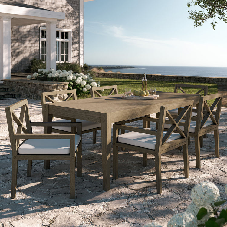 Northlake 7-Piece Outdoor Teak Wood Dining Set - Weathered Gray