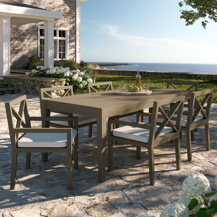 Northlake 7-Piece Outdoor Teak Wood Dining Set - Weathered Gray