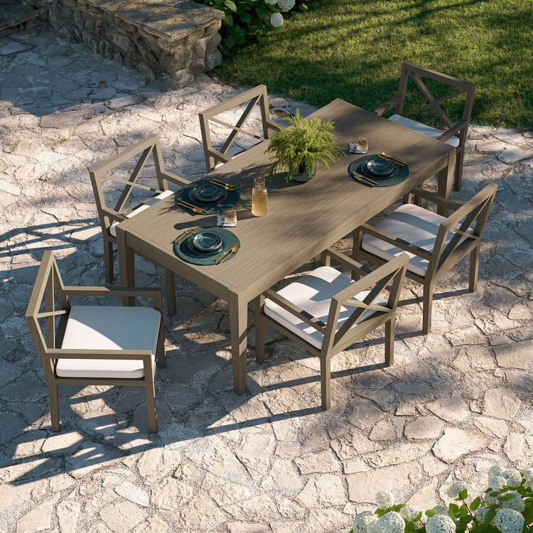 Northlake 7-Piece Outdoor Teak Wood Dining Set - Weathered Gray