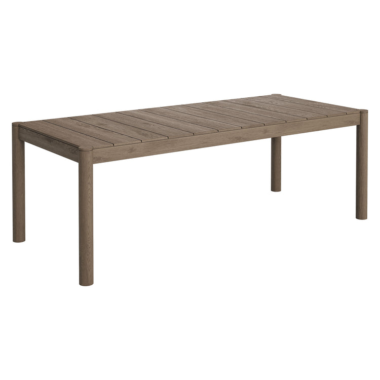 Eleni 89-Inch Outdoor Patio Teak Wood Dining Table - Weathered Gray