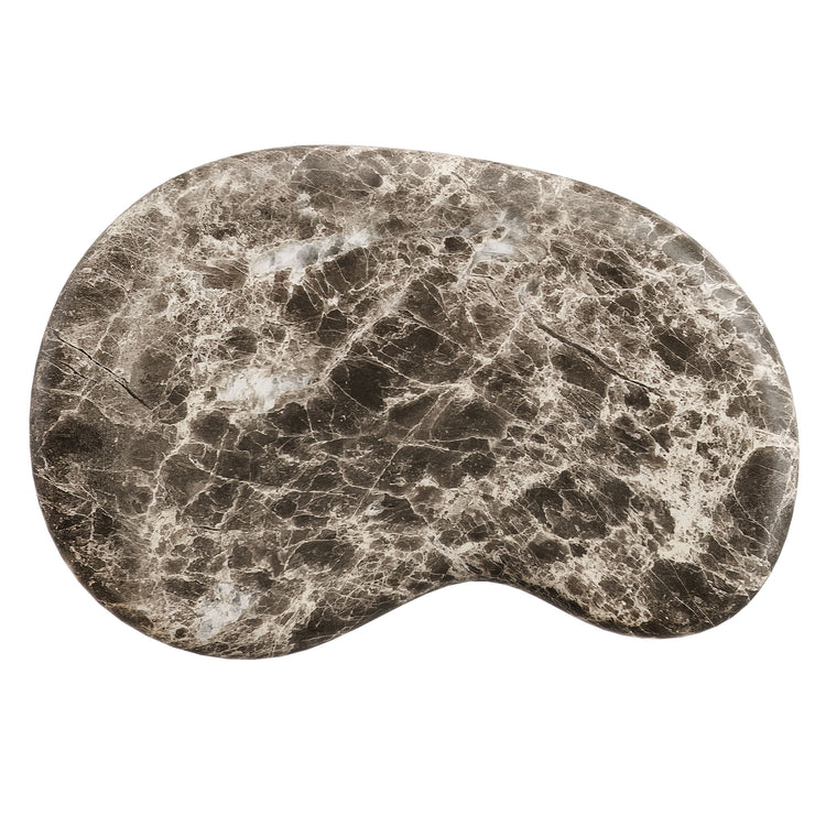 Elowen Indoor - Outdoor Textured Faux Travertine Side Table - Dark Emperador Marble
