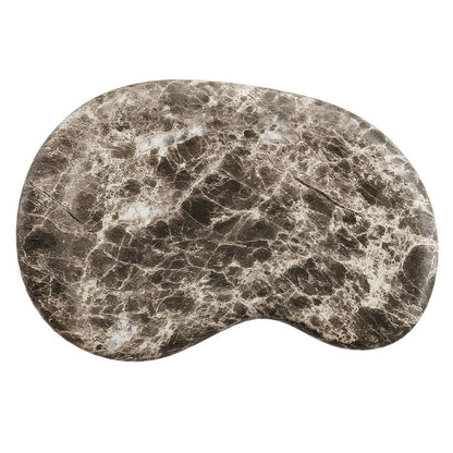Elowen Indoor - Outdoor Textured Faux Travertine Side Table - Dark Emperador Marble