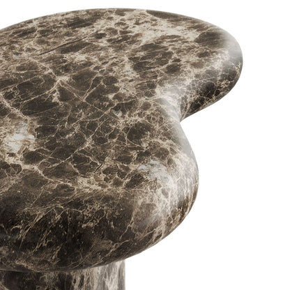 Elowen Indoor - Outdoor Textured Faux Travertine Side Table - Dark Emperador Marble