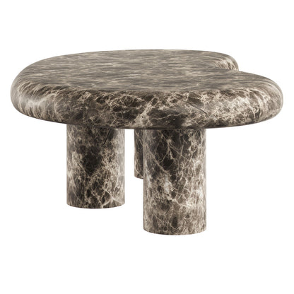 Elowen Indoor - Outdoor Textured Faux Travertine Coffee Table - Dark Emperador Marble