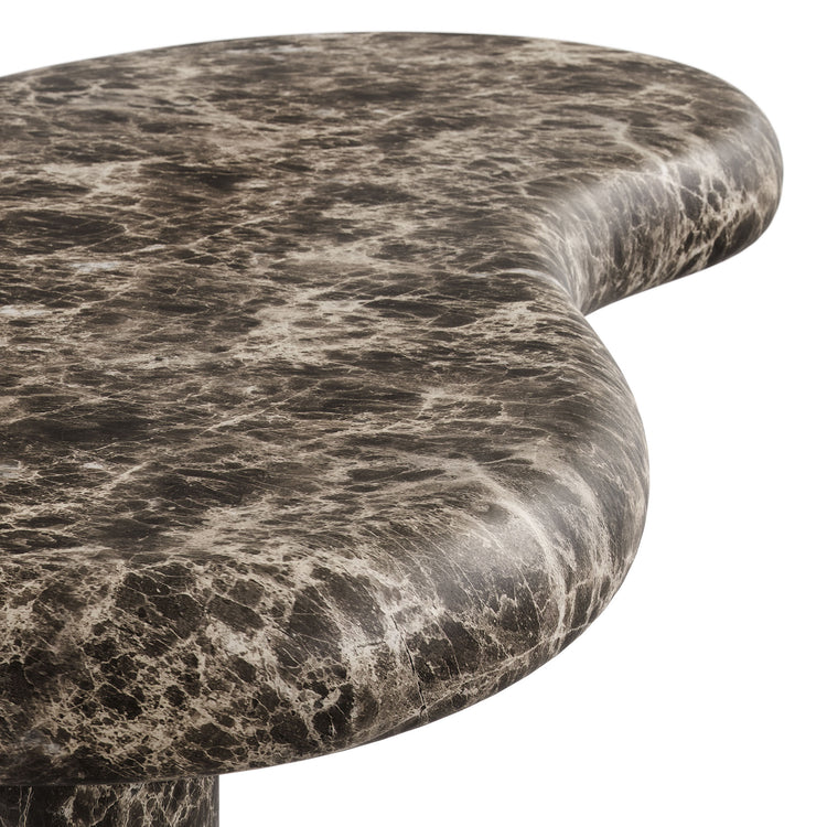 Elowen Indoor - Outdoor Textured Faux Travertine Coffee Table - Dark Emperador Marble
