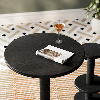 Neo 31 Inch Round Indoor - Outdoor Patio Wood Bar Table - Black