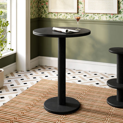 Neo 31 Inch Round Indoor - Outdoor Patio Wood Bar Table - Black