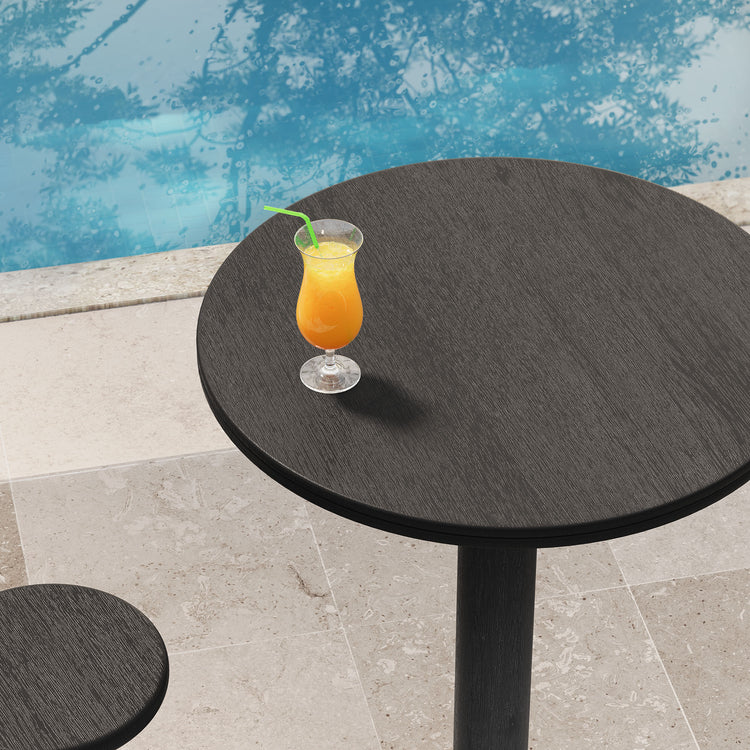 Neo 31 Inch Round Indoor - Outdoor Patio Wood Bar Table - Black
