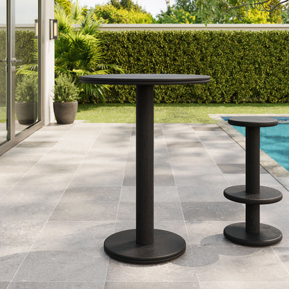 Neo 31 Inch Round Indoor - Outdoor Patio Wood Bar Table - Black