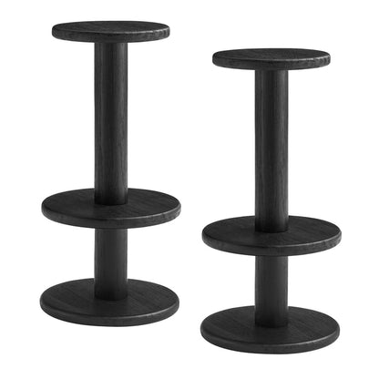 Neo 15 Inch Round Indoor - Outdoor Patio Wood Bar Stools - Black
