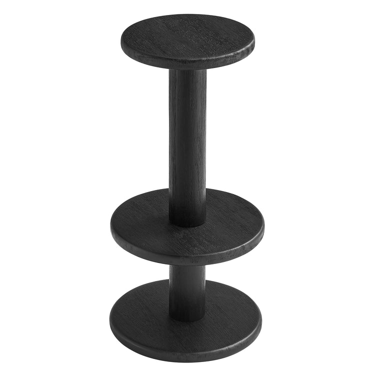 Neo 3-Piece Round Indoor - Outdoor Patio Wood Bar Table And Stool Set - Black