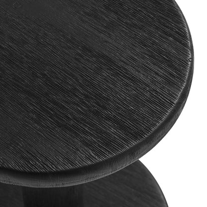 Neo 15 Inch Round Indoor - Outdoor Patio Wood Bar Stools - Black