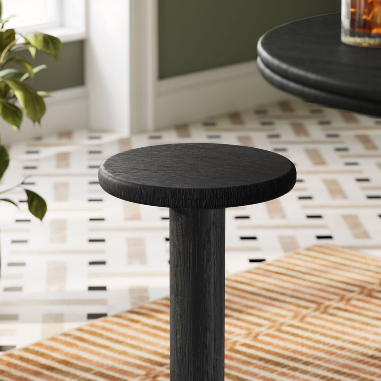 Neo 15 Inch Round Indoor - Outdoor Patio Wood Bar Stools - Black