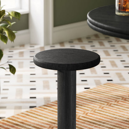 Neo 15 Inch Round Indoor - Outdoor Patio Wood Bar Stools - Black