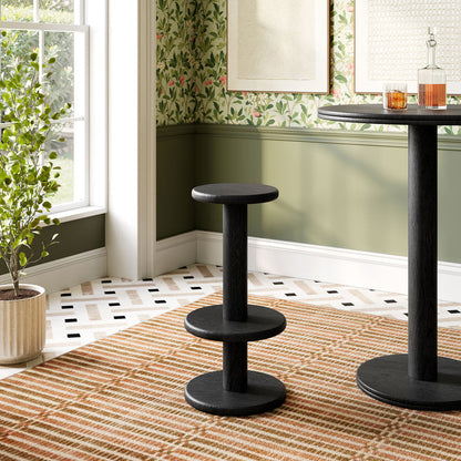 Neo 15 Inch Round Indoor - Outdoor Patio Wood Bar Stools - Black