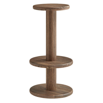 Neo 15 Inch Round Indoor - Outdoor Patio Wood Bar Stools - Cocoa Brown