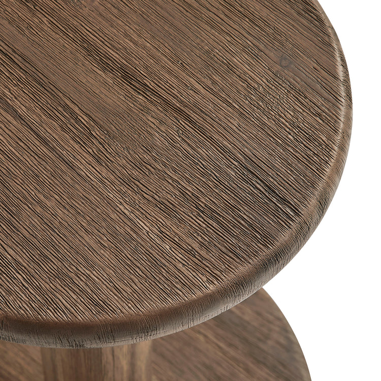 Neo 15 Inch Round Indoor - Outdoor Patio Wood Bar Stools - Cocoa Brown