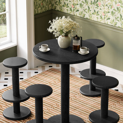 Neo 5-Piece Round Indoor - Outdoor Round Patio Bar Table And Stool Set - Black