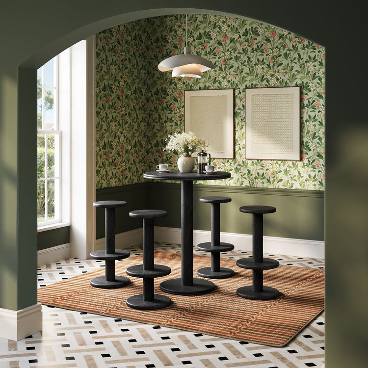 Neo 5-Piece Round Indoor - Outdoor Round Patio Bar Table And Stool Set - Black