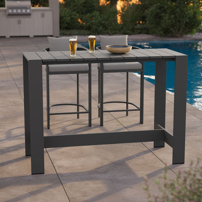 Tahoe 59 Inch Rectangle Outdoor Aluminum Bar Table - Default Title