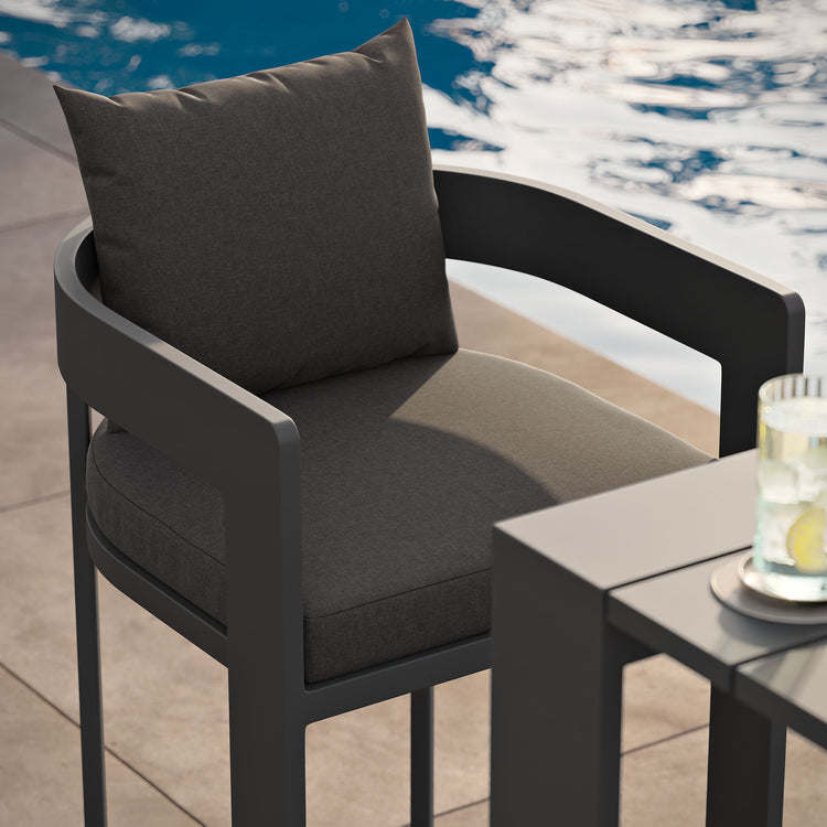 Tahoe Outdoor Patio Aluminum Bar Chair - Charcoal