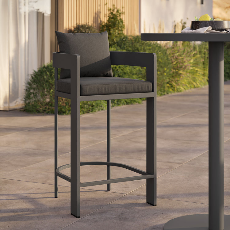 Tahoe Outdoor Patio Aluminum Bar Chair - Charcoal