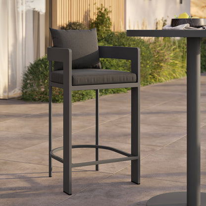 Tahoe Outdoor Patio Aluminum Bar Chair - Charcoal