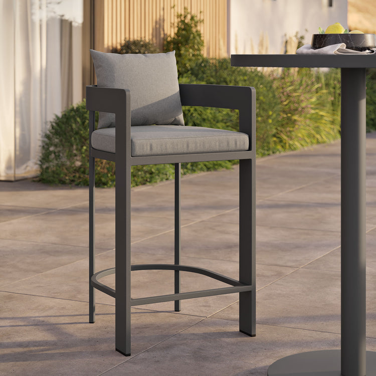 Tahoe Outdoor Patio Aluminum Bar Chair - Gray